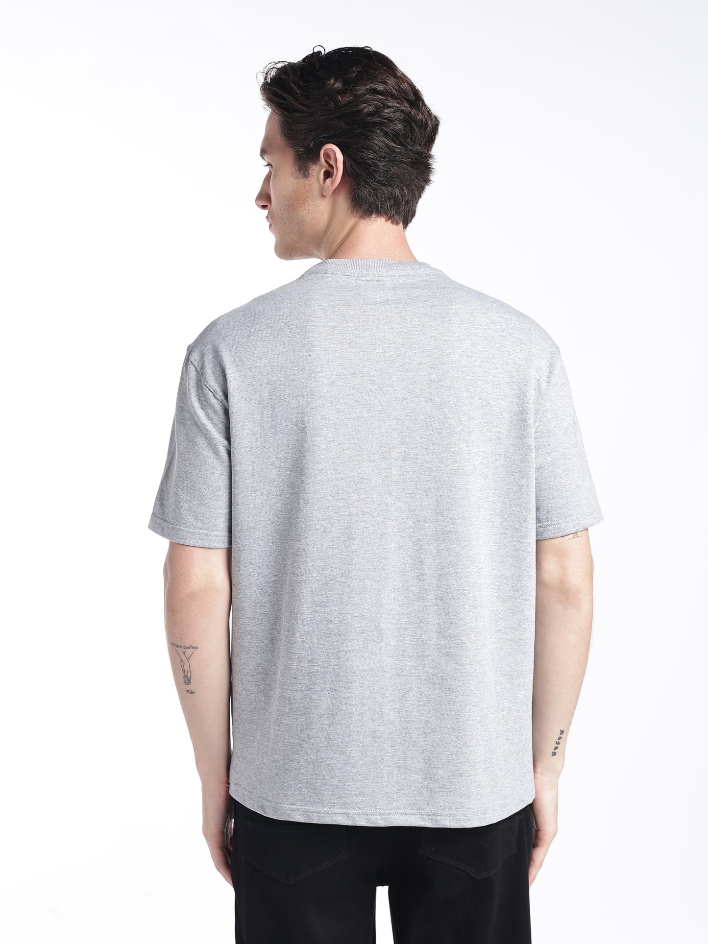 Grey Melange Drop Shoulder Tee