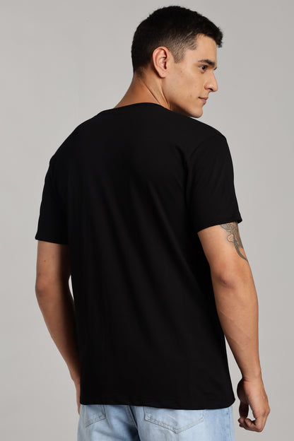 Believe in - Black Cotton Printed T-Shirt