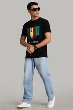 Lost in The Woods - Black Cotton Printed T-Shirt
