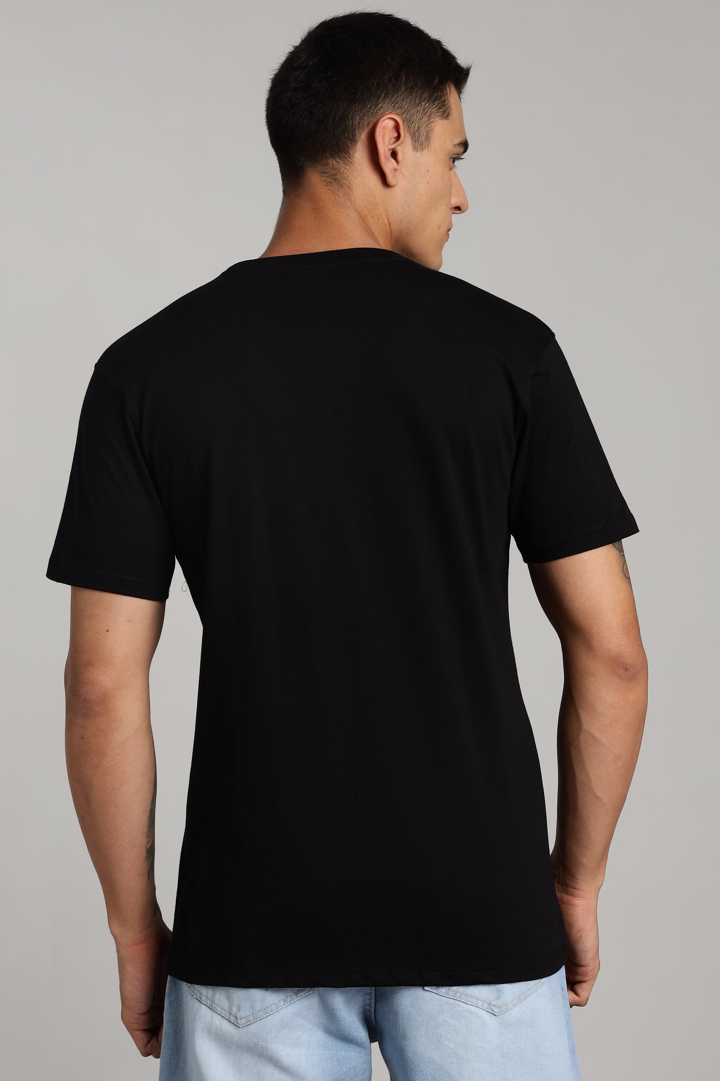 Lost in The Woods - Black Cotton Printed T-Shirt