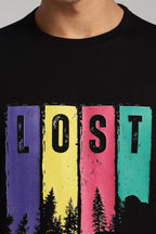 Lost in The Woods - Black Cotton Printed T-Shirt