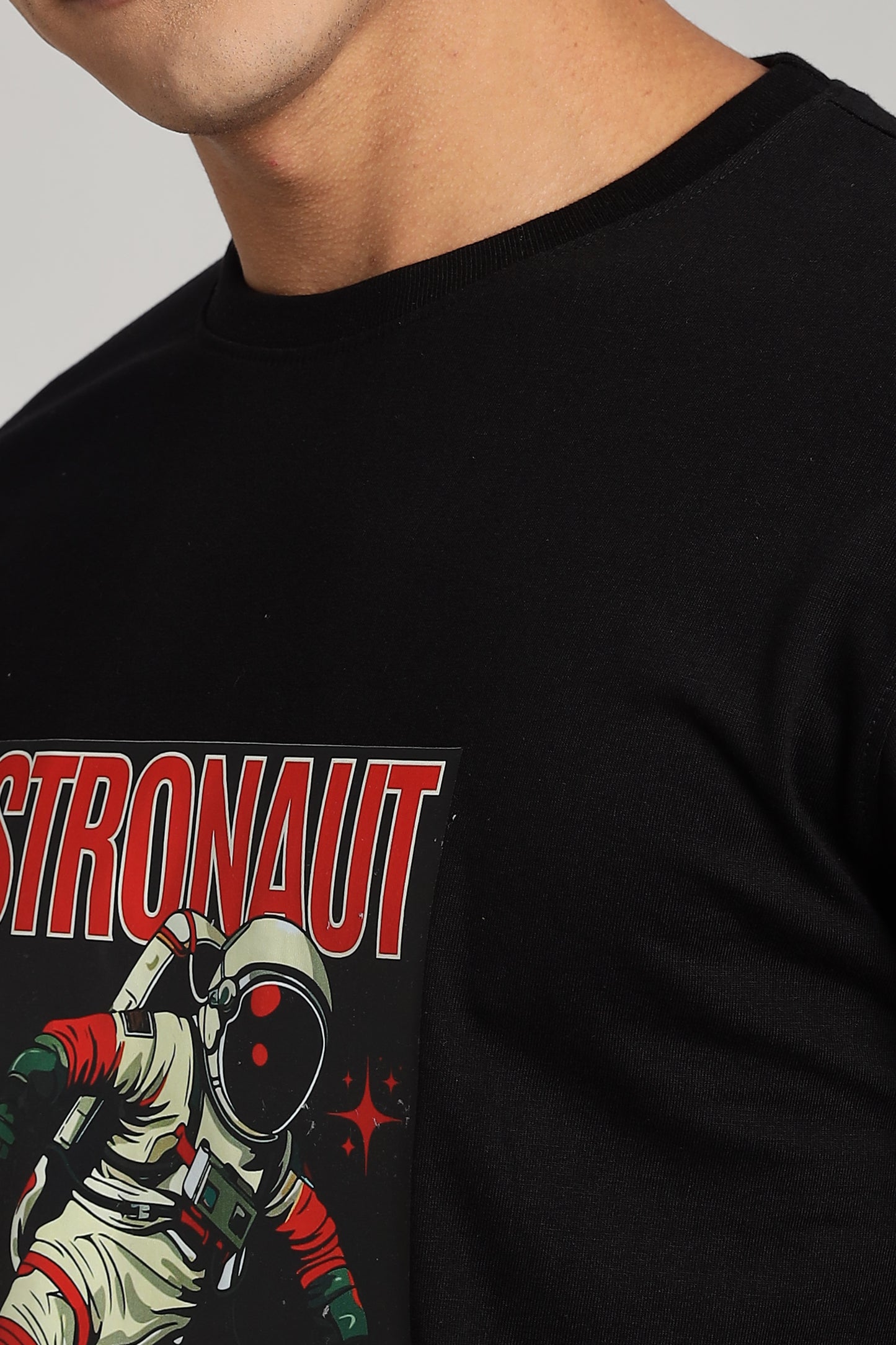 Astronaut - Black Cotton Printed T-Shirt