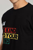 Be Kind to Your Mind - Black Cotton Printed T-Shirt