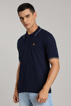 Navy Blue with White Dual Tipping Polo T-shirt