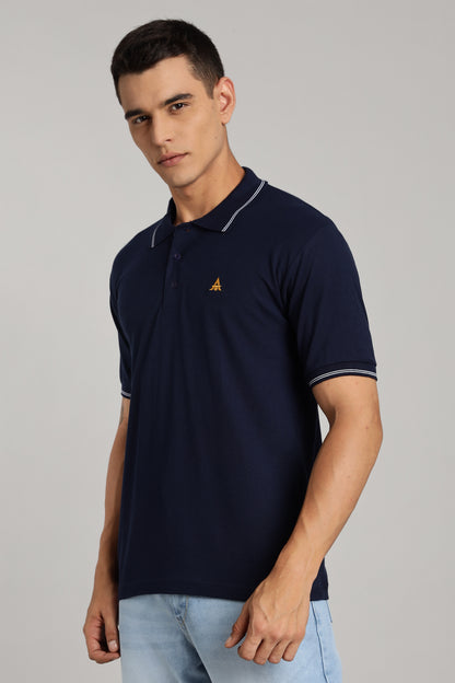 Navy Blue with White Dual Tipping Polo T-shirt