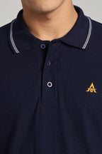 Navy Blue with White Dual Tipping Polo T-shirt