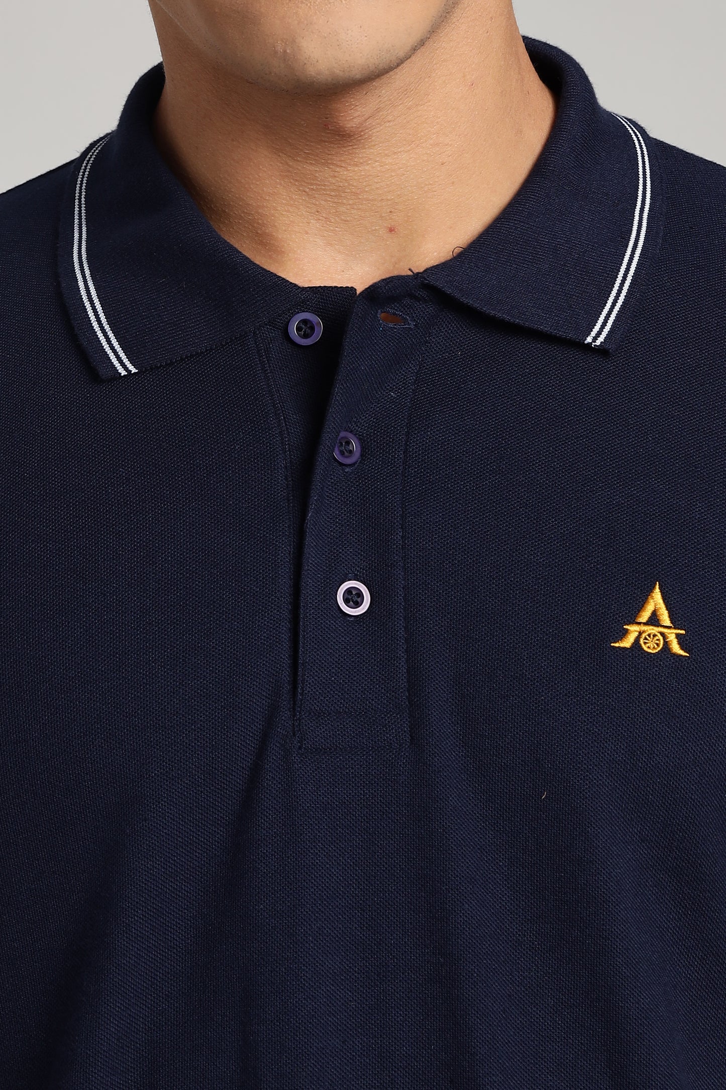 Navy Blue with White Dual Tipping Polo T-shirt