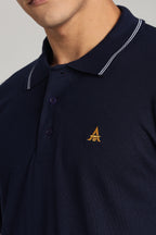 Navy Blue with White Dual Tipping Polo T-shirt
