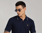 Navy Blue with White Dual Tipping Polo T-shirt