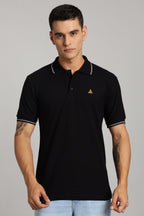 Black with White Dual Tipping Polo T-shirt