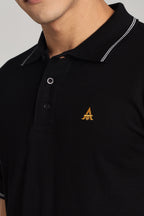 Black with White Dual Tipping Polo T-shirt