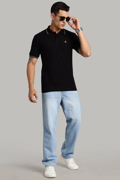 Black with White Dual Tipping Polo T-shirt