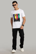 Lost in The Woods - White Cotton Printed T-Shirt