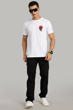 Samurai - White Cotton Printed T-Shirt