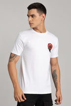Samurai - White Cotton Printed T-Shirt