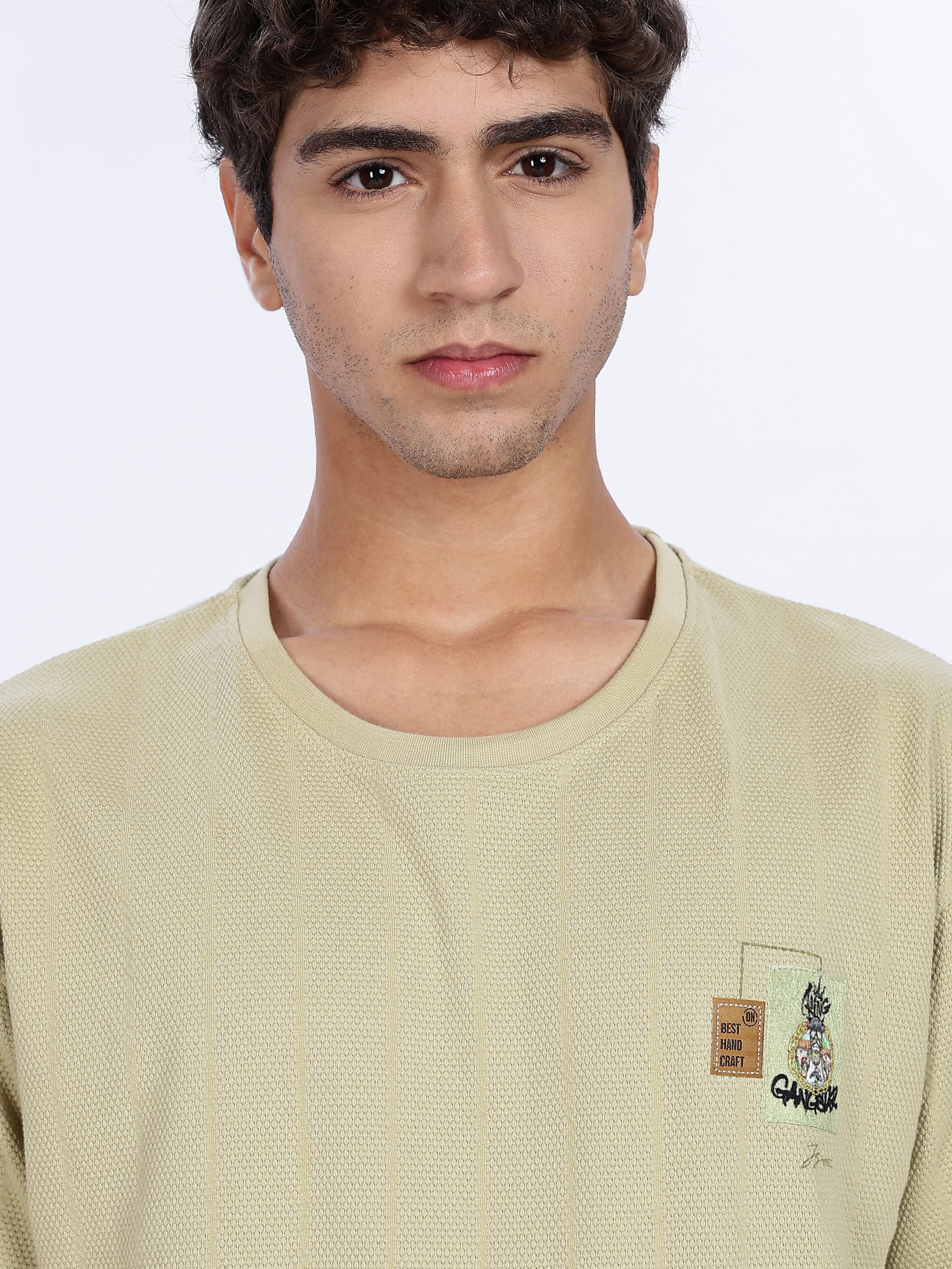 Men's Adventure Graphic Printed with Woven Stickers Drop Shoulder T-shirt