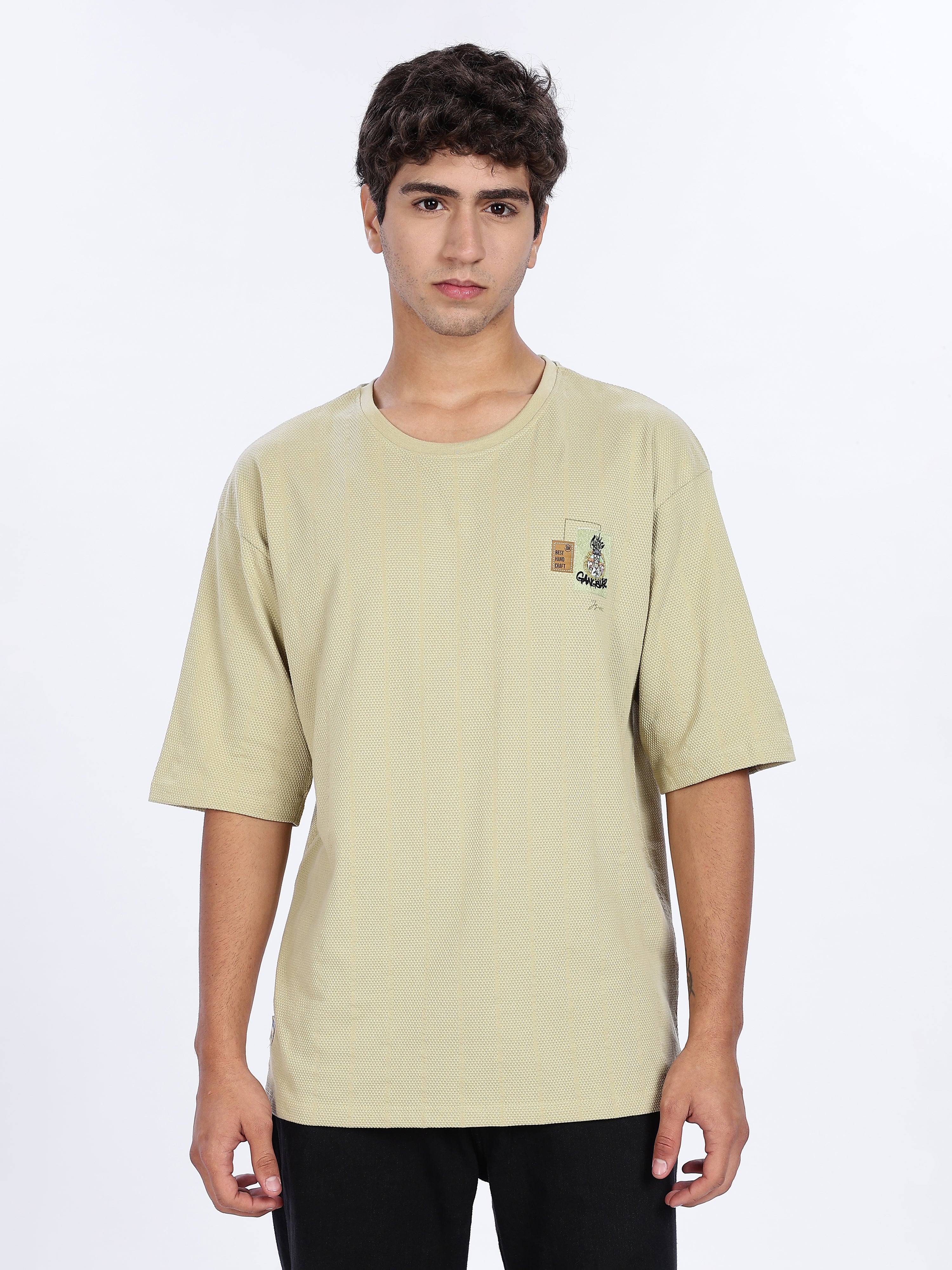 Men's Adventure Graphic Printed with Woven Stickers Drop Shoulder T-shirt