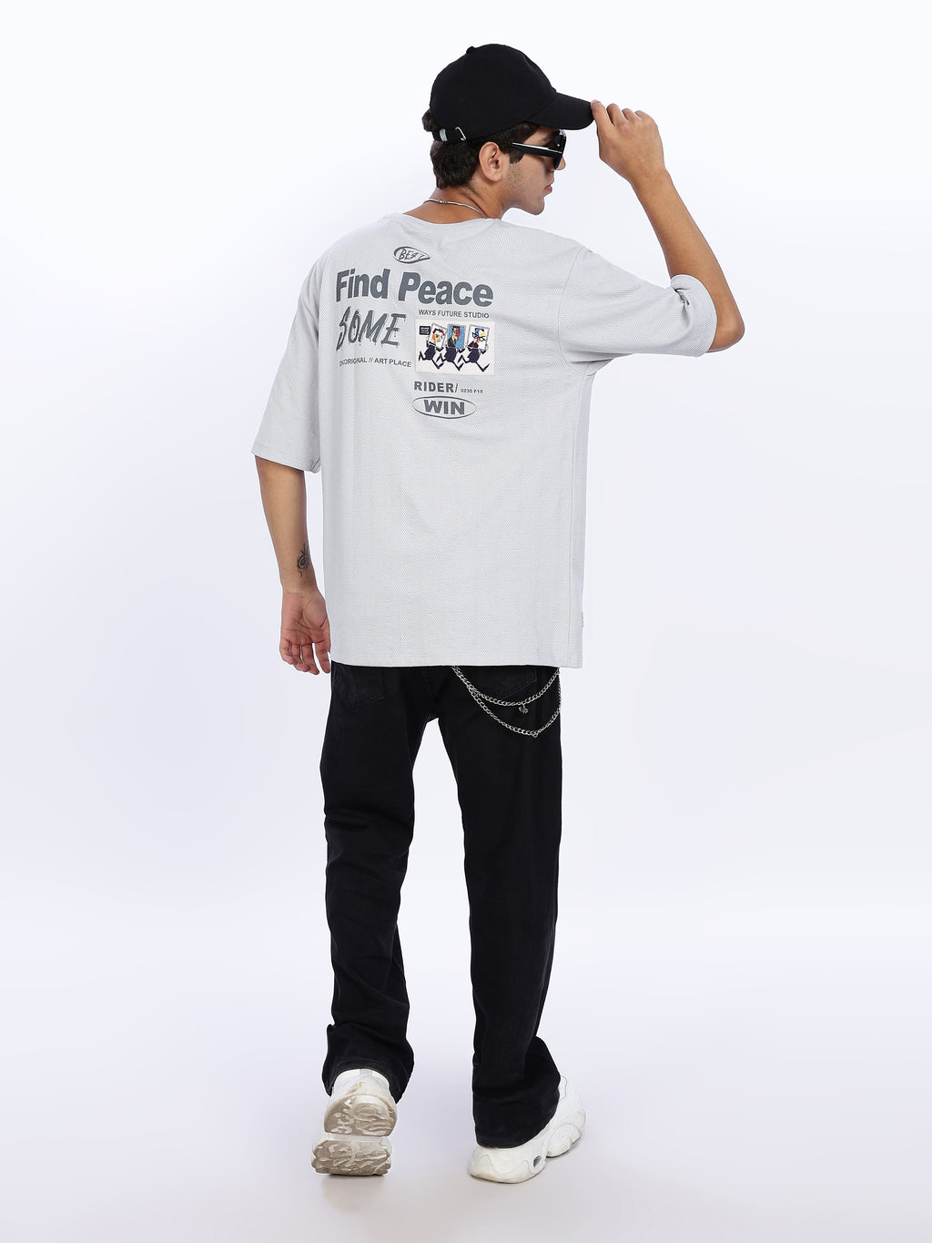 Find Peace Graphic printed Drop Shoulder Tee