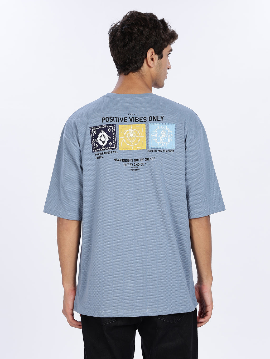 Positive Vibes Printed Drop Shoulder T-shirt