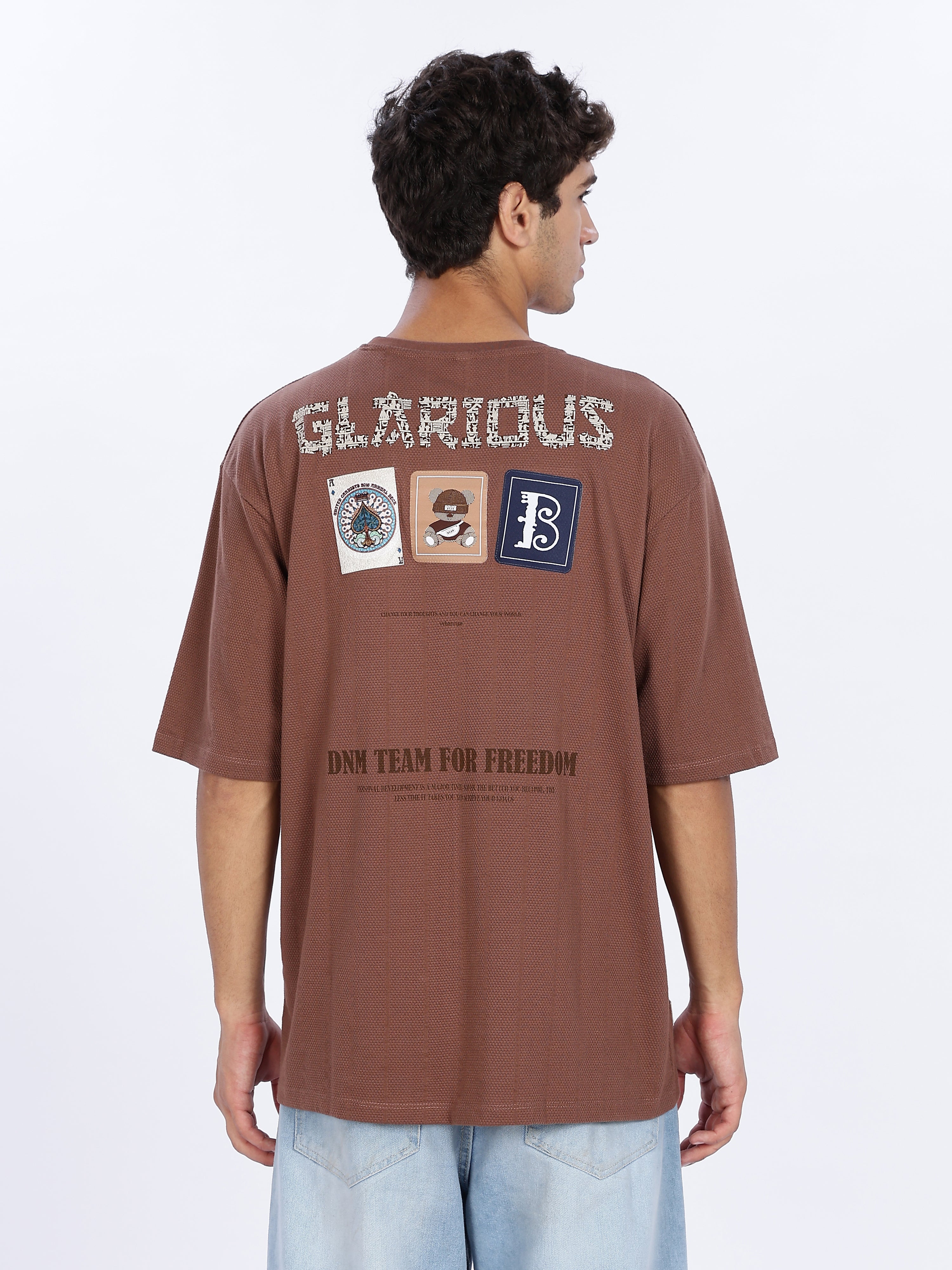 Men's Glorious Graphic Printed with Woven Stickers Drop Shoulder T-shirt