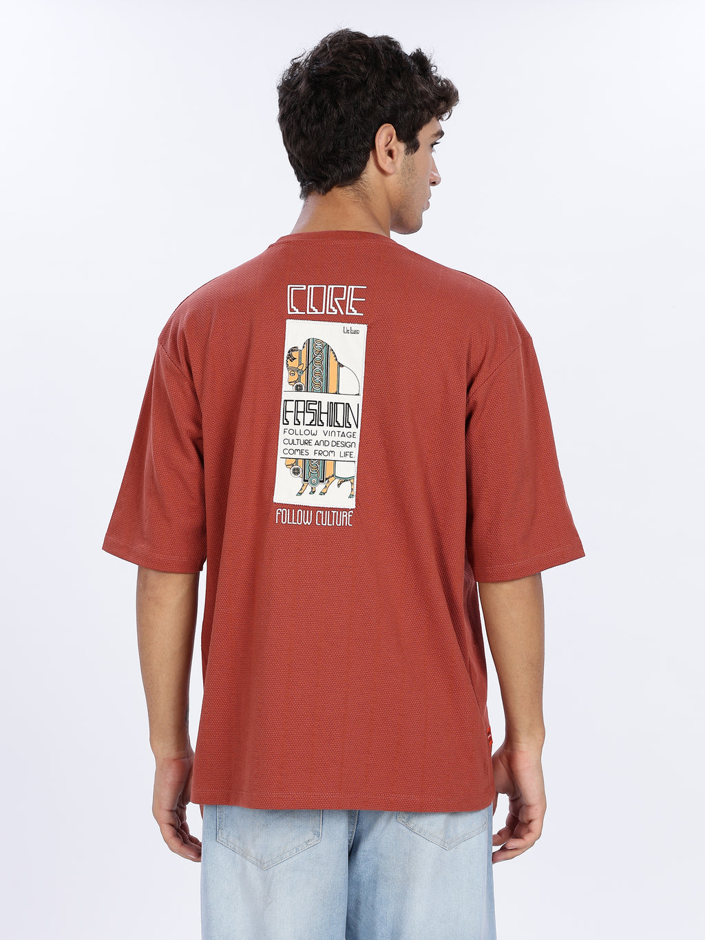 Core Graphic with Woven Stickers Drop Shoulder Tee