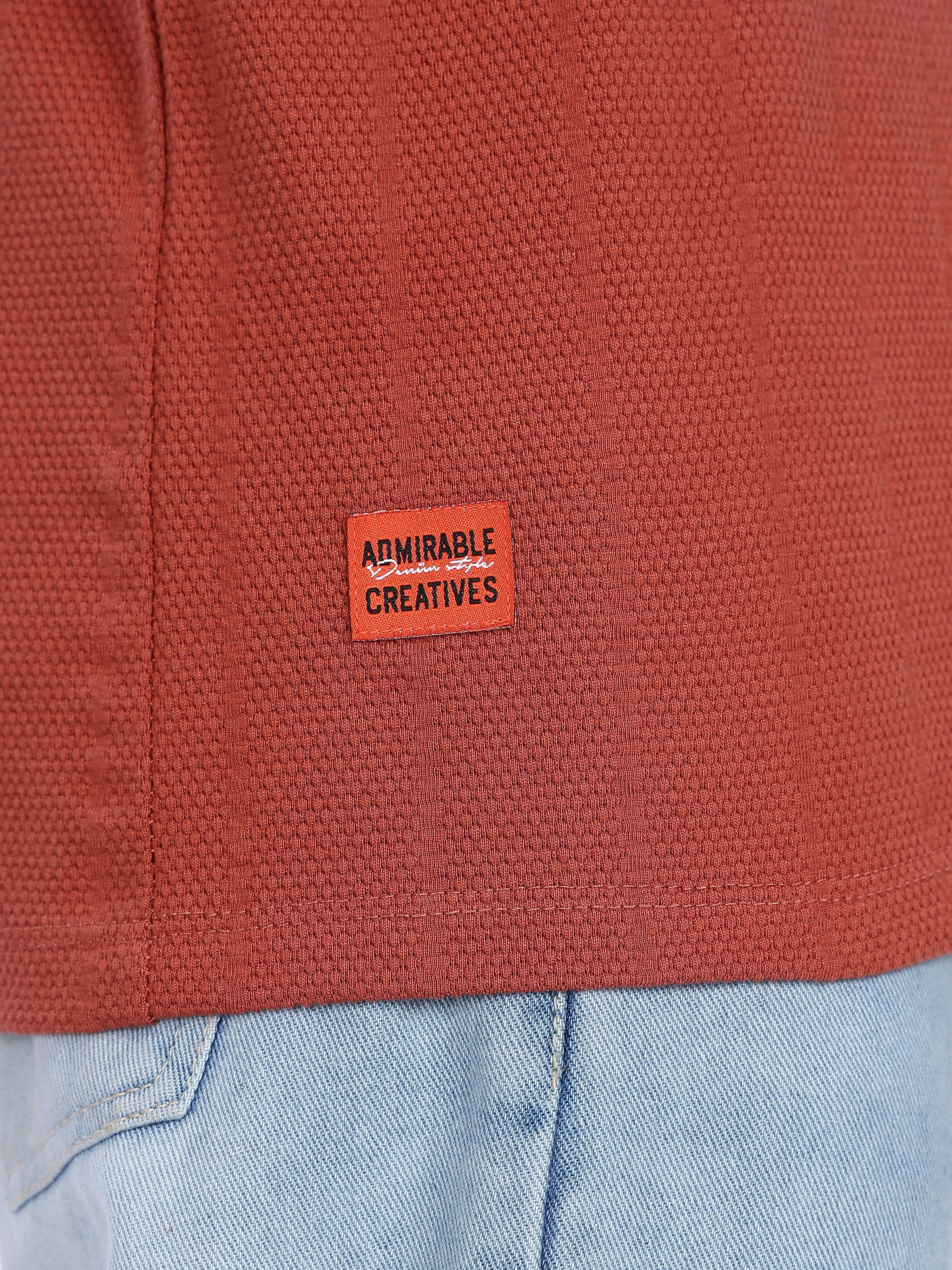 Men's Core Rust Graphic Printed with Woven Stickers Drop Shoulder T-shirt