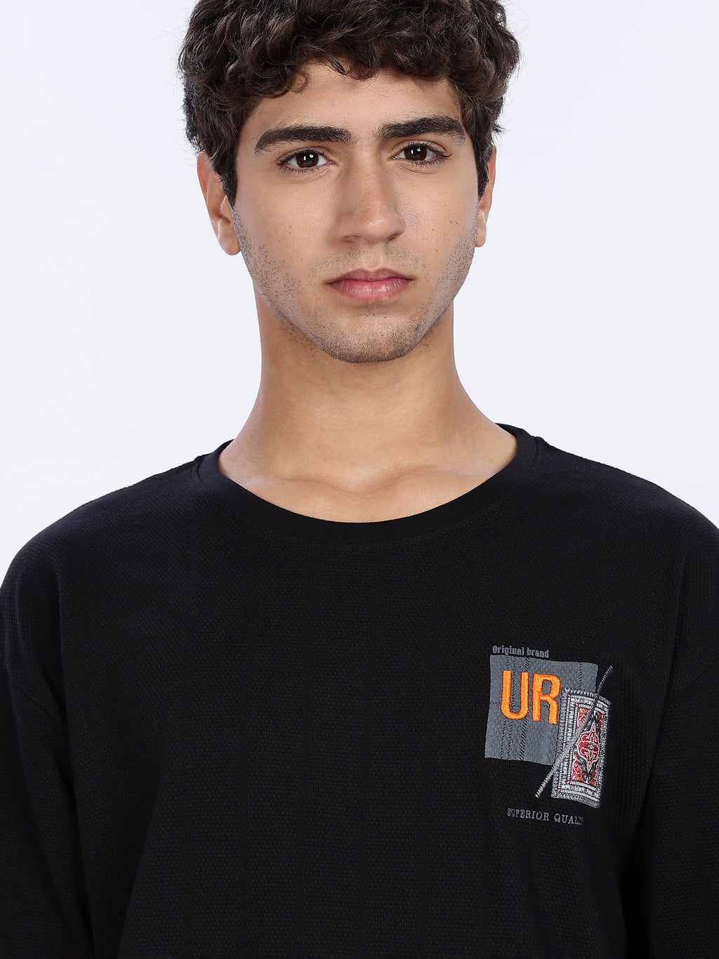 Oversized Black Graphic Drop Shoulder Tee