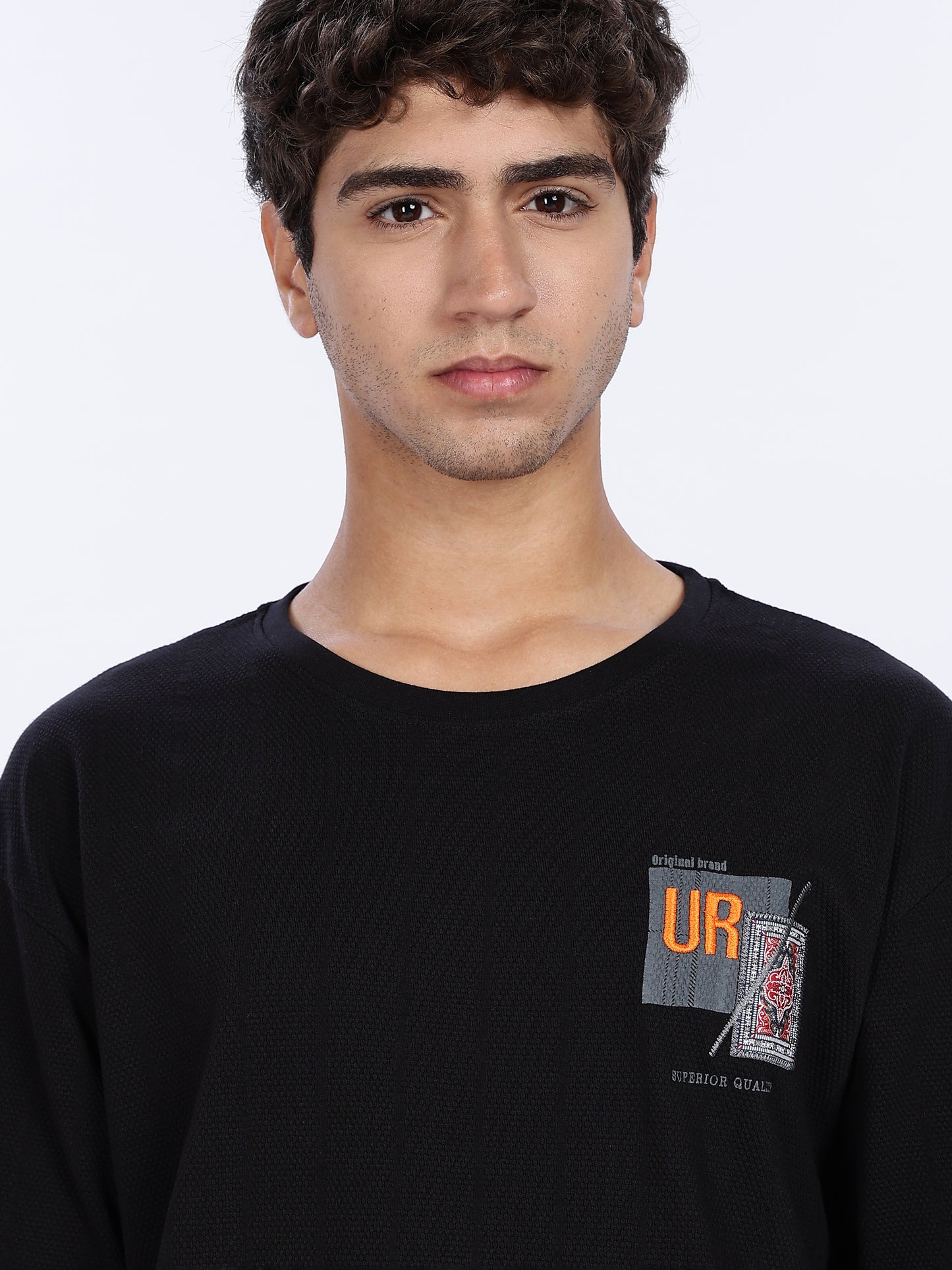 Oversized Black Graphic Drop Shoulder Tee