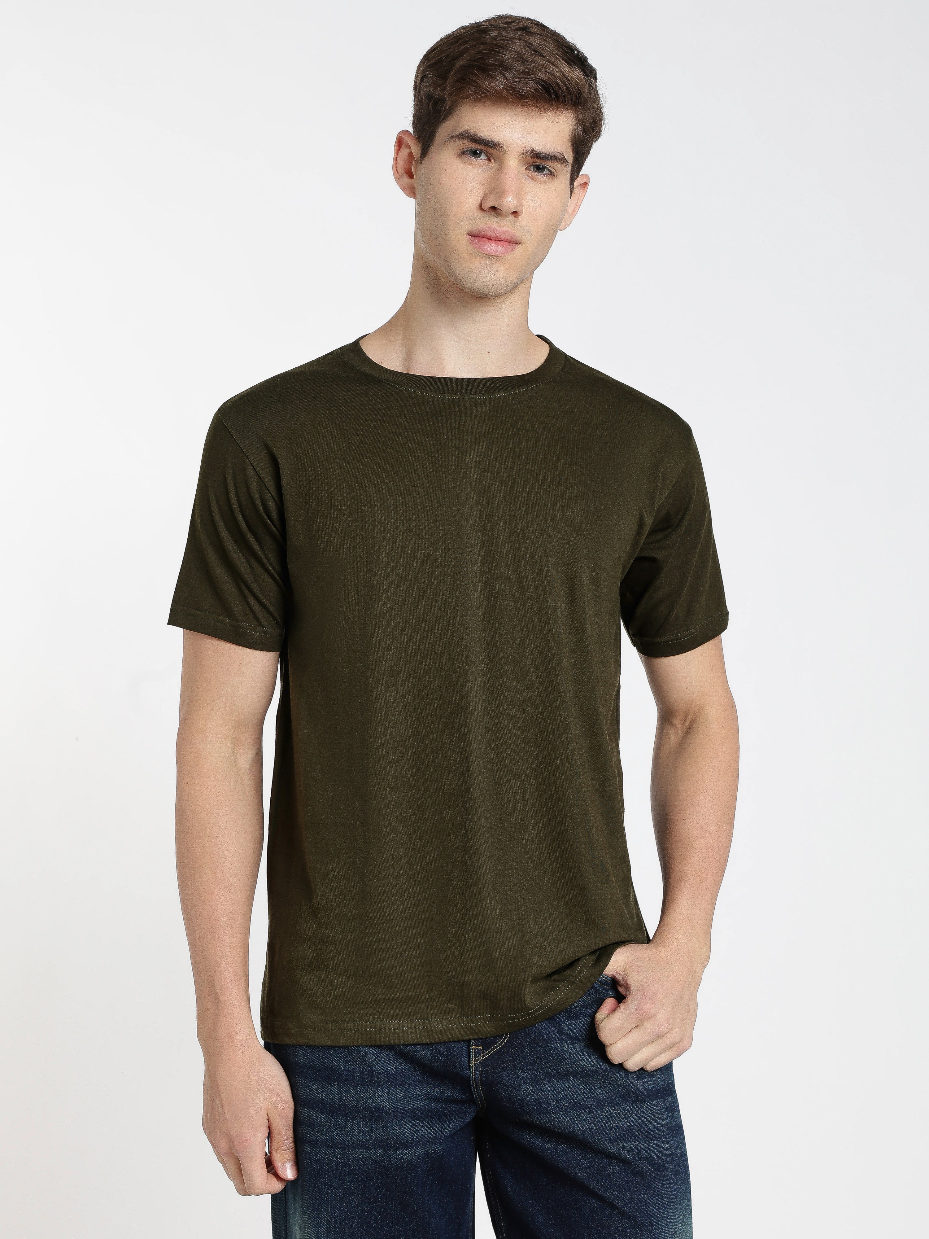 Solid Bottle Green T-Shirt