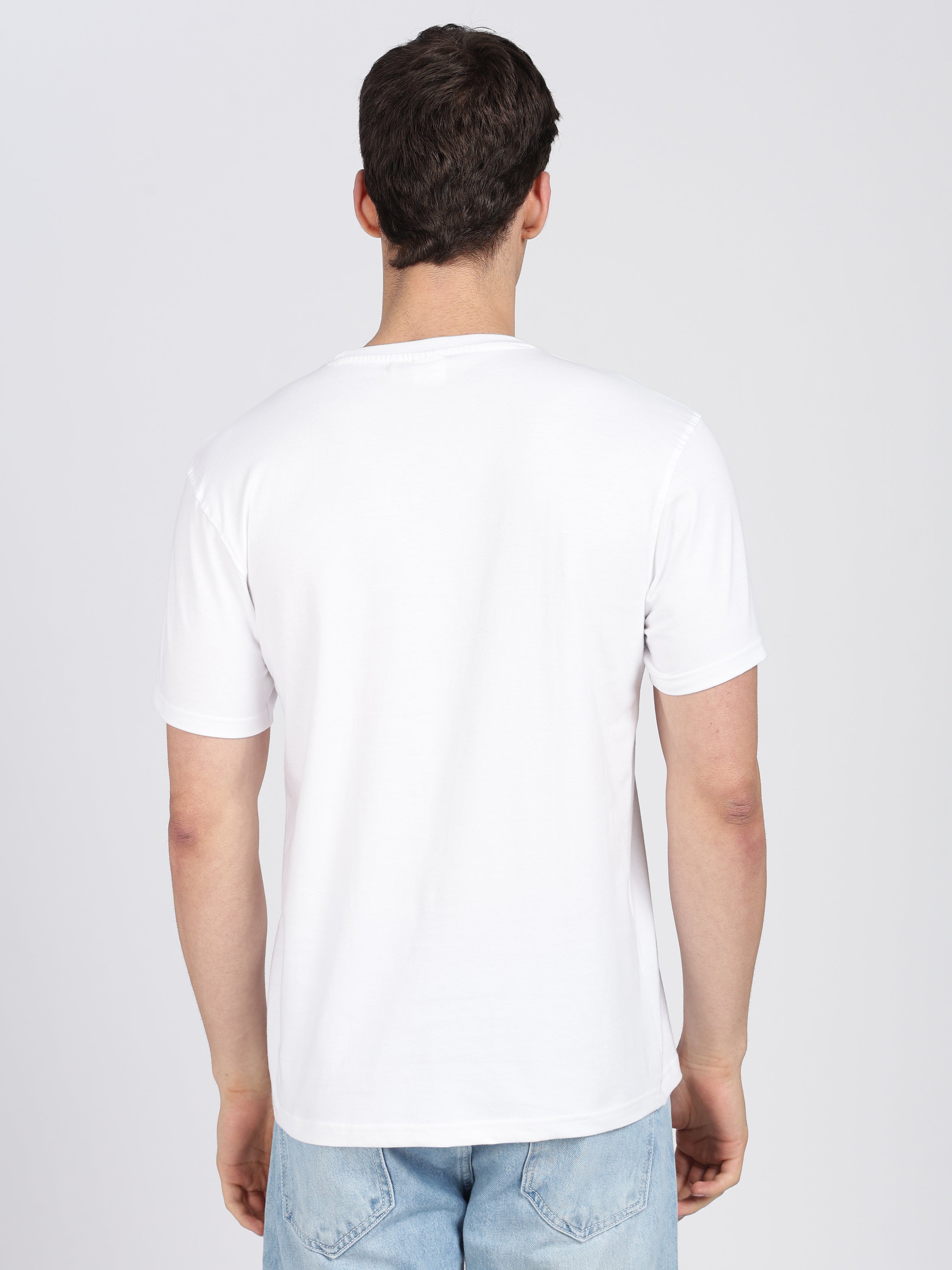 White Cotton Printed T-Shirt