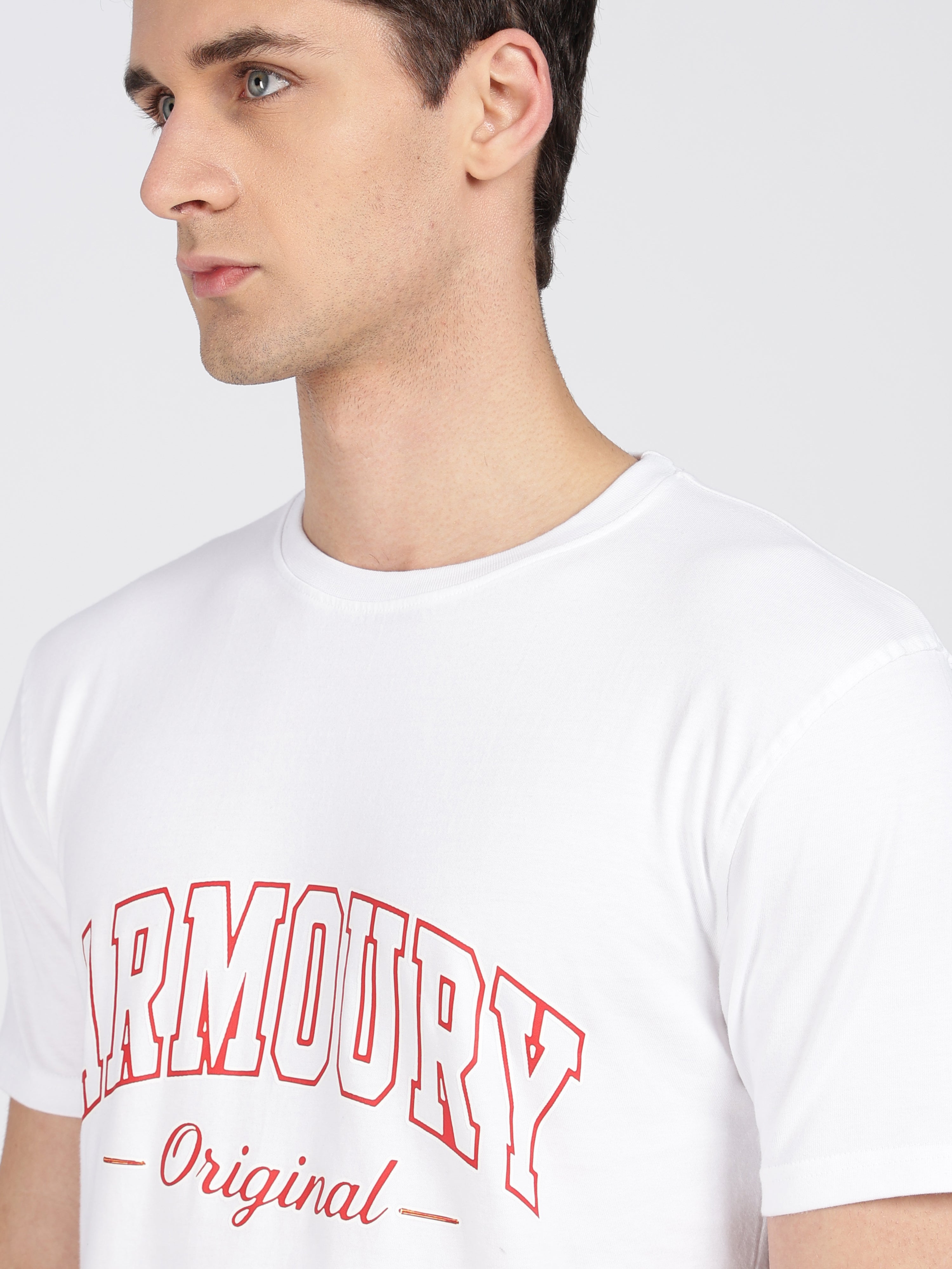 White Cotton Printed T-Shirt