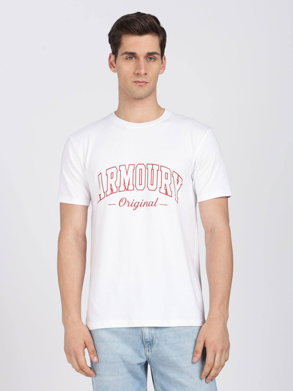White Cotton Printed T-Shirt