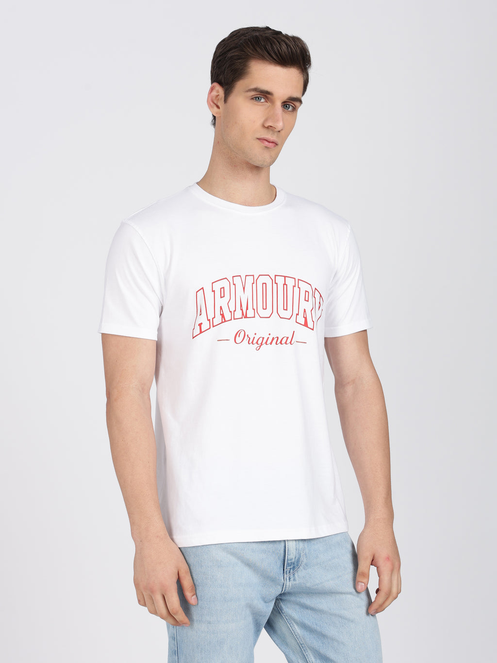 White Cotton Printed T-Shirt