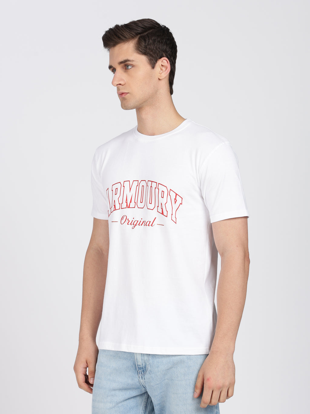White Cotton Printed T-Shirt