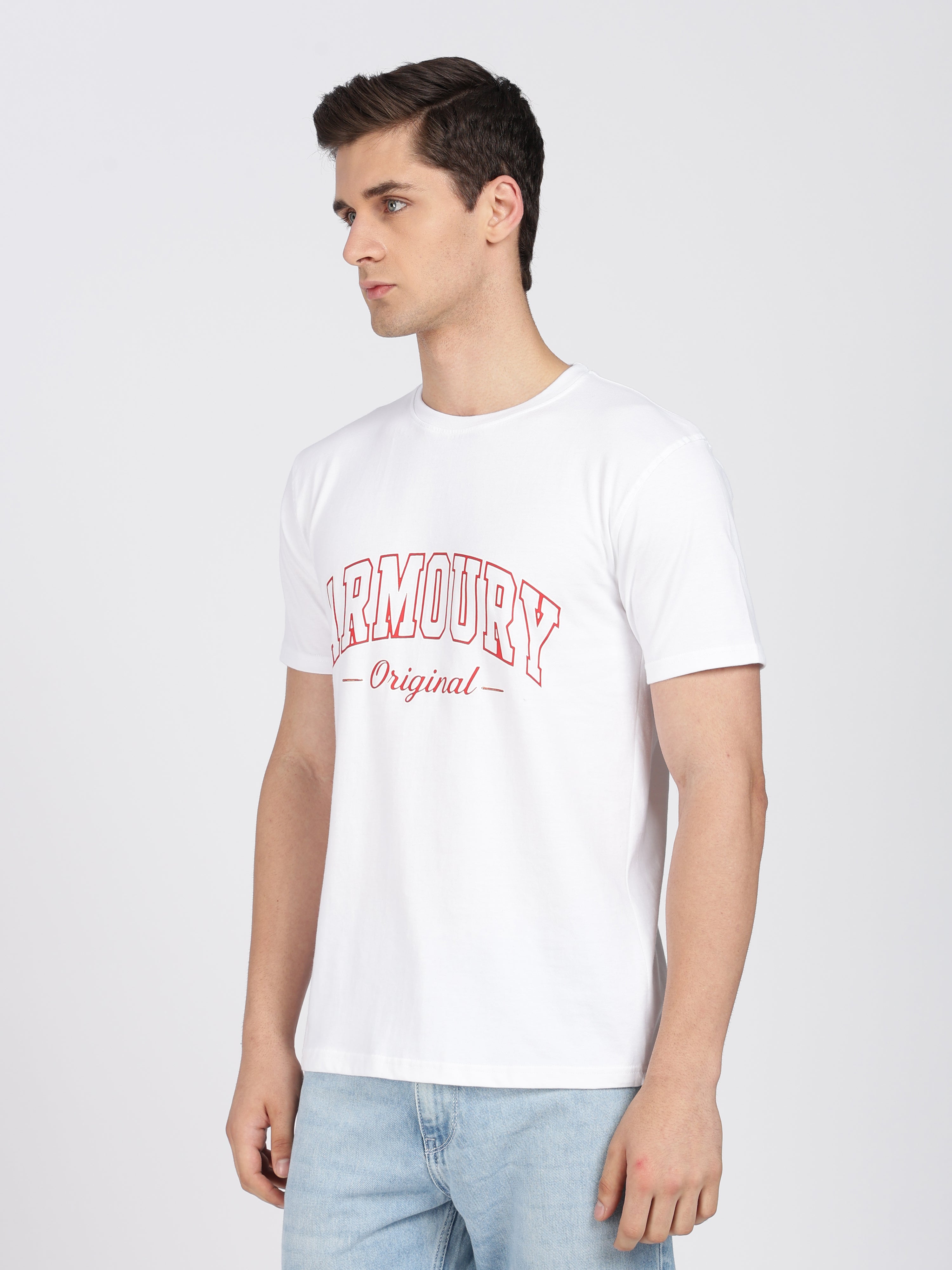 White Cotton Printed T-Shirt