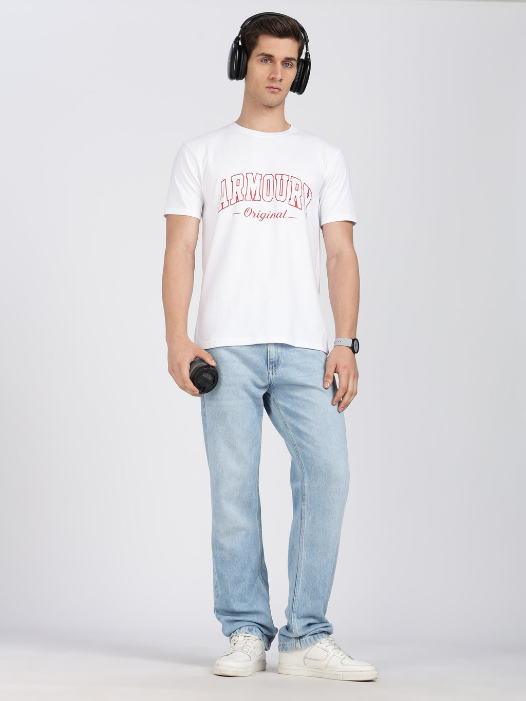 White Cotton Printed T-Shirt