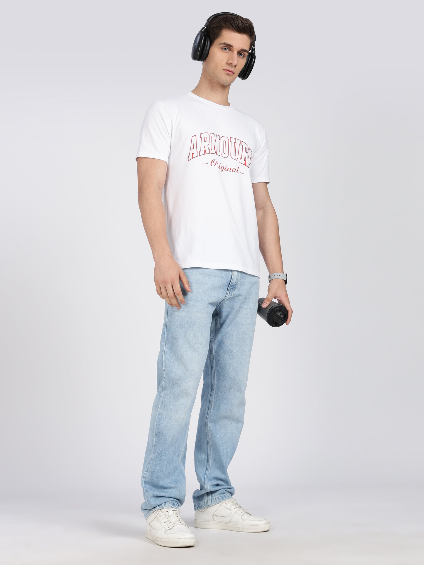 White Cotton Printed T-Shirt