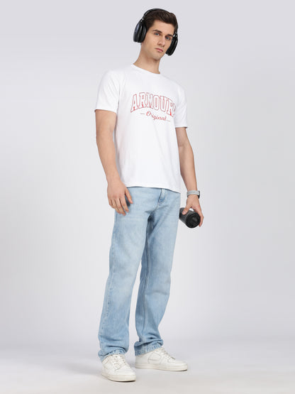 White Cotton Printed T-Shirt