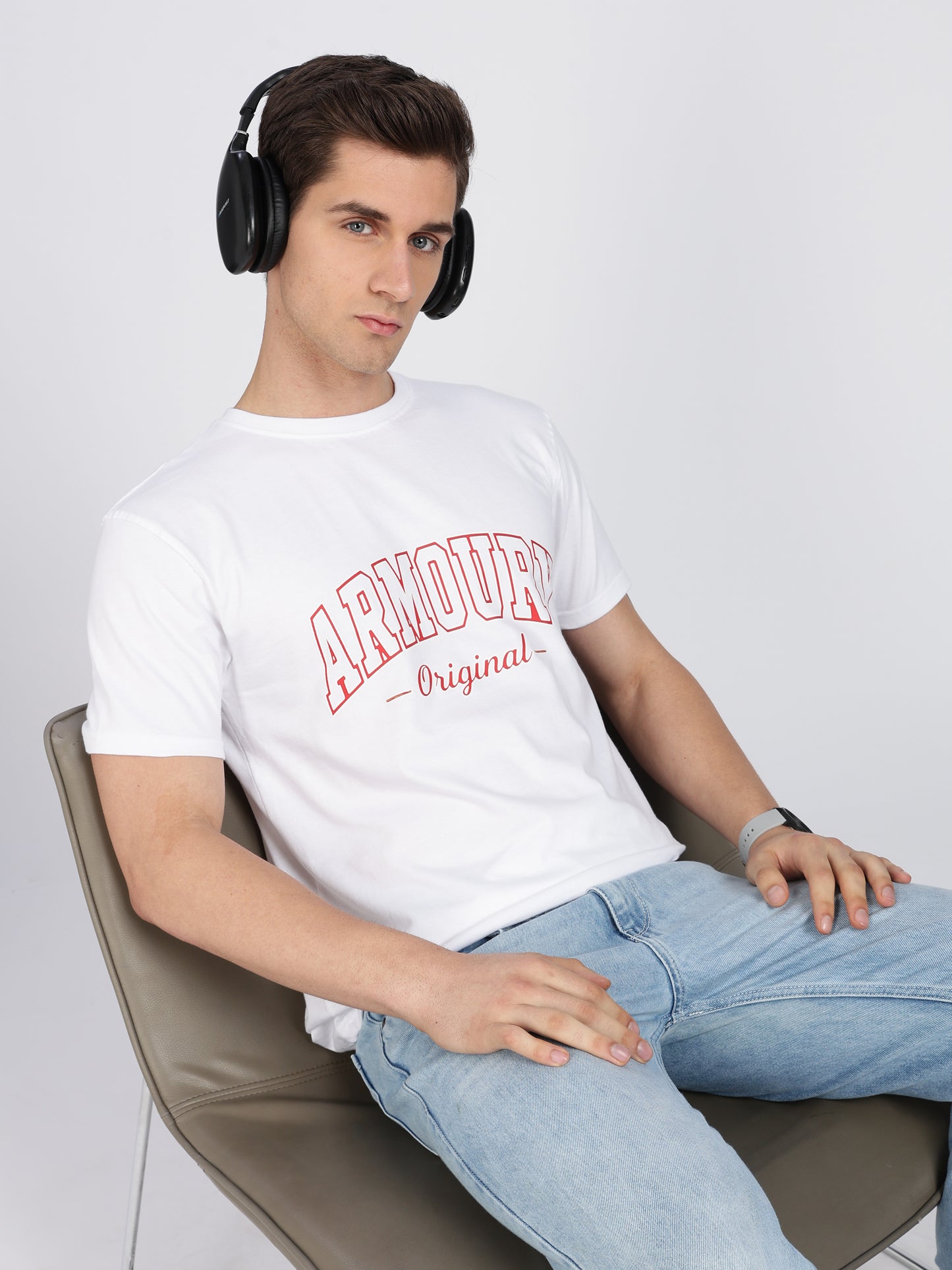 White Cotton Printed T-Shirt