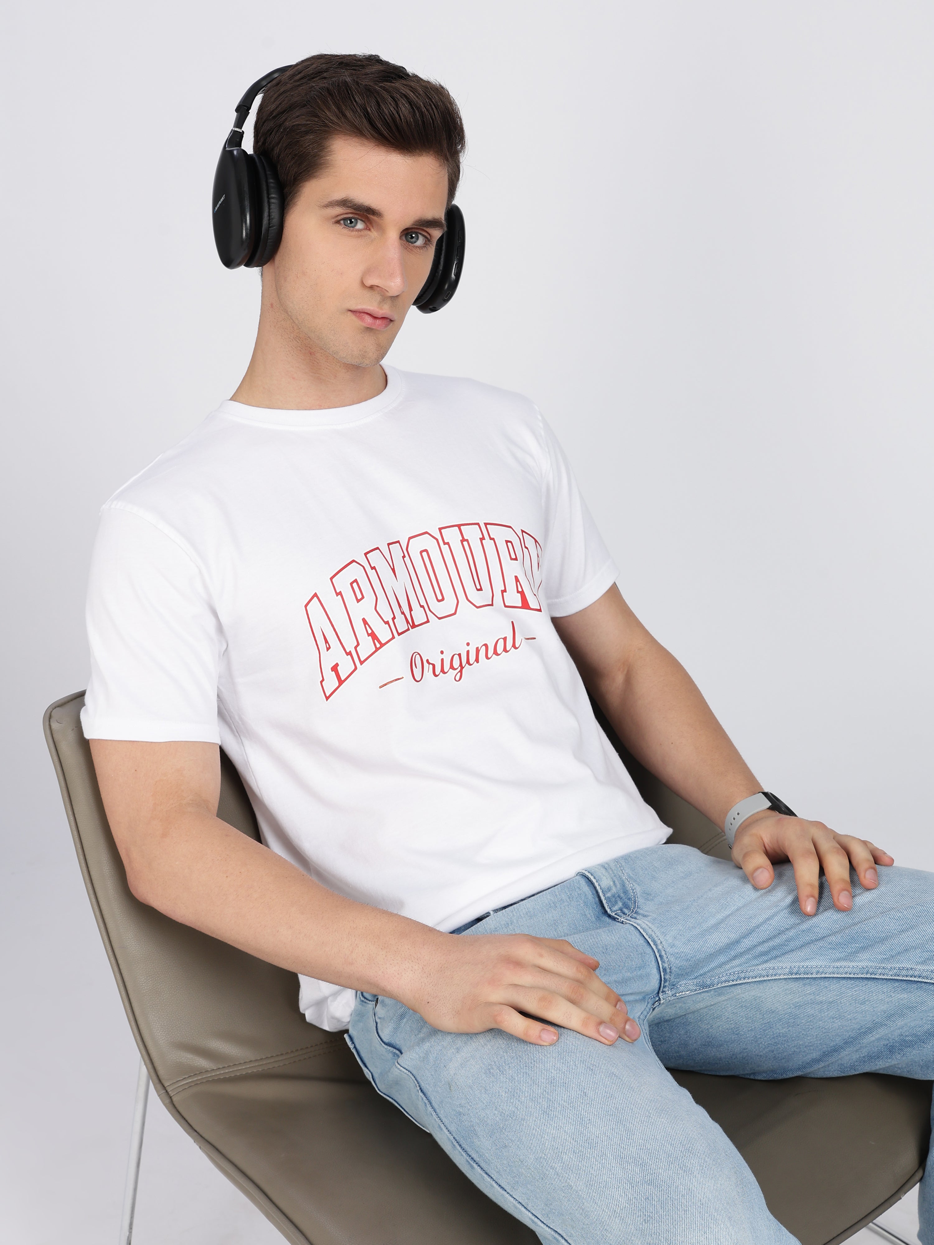 White Cotton Printed T-Shirt