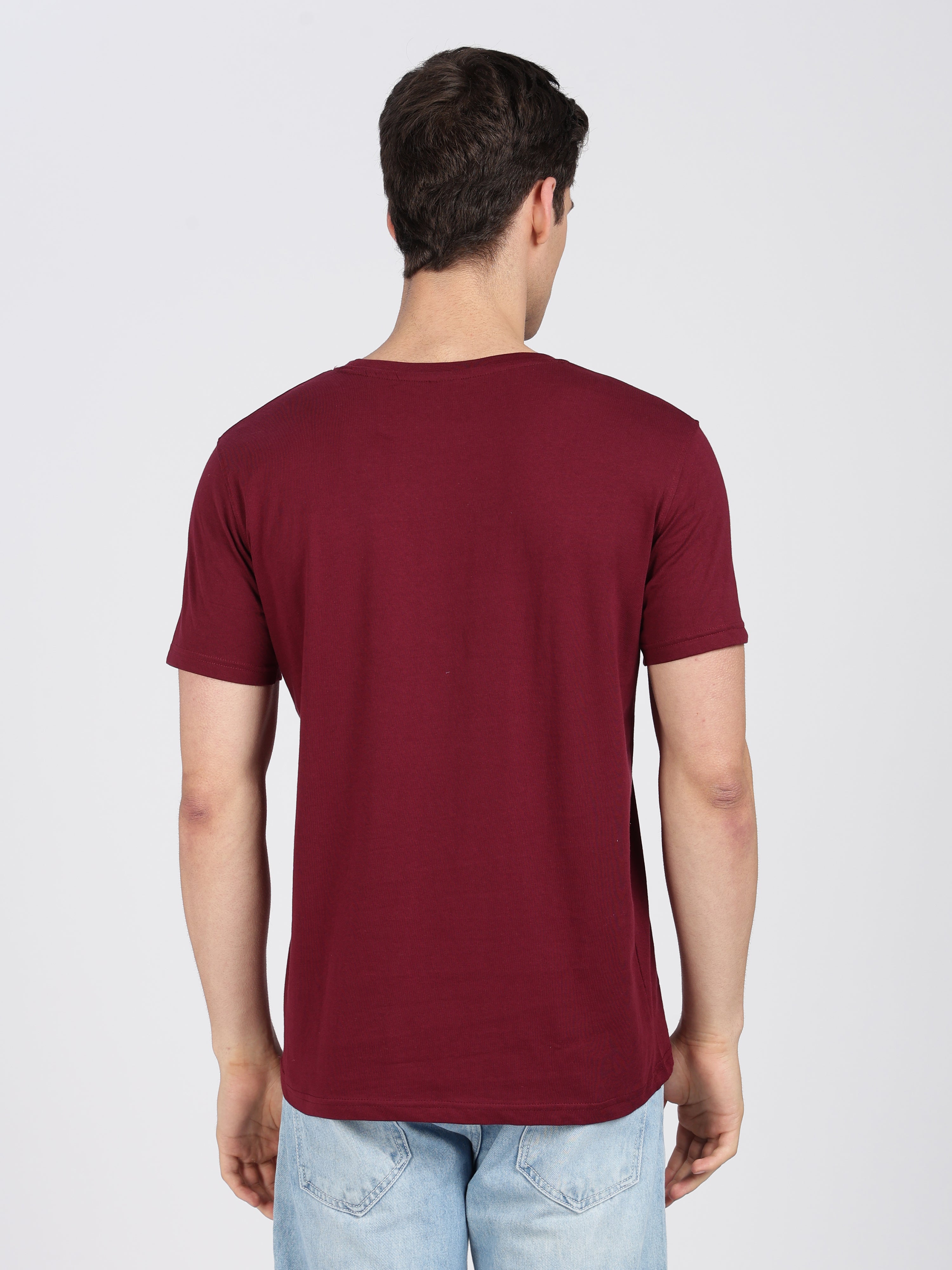 Maroon Cotton Printed T-Shirt