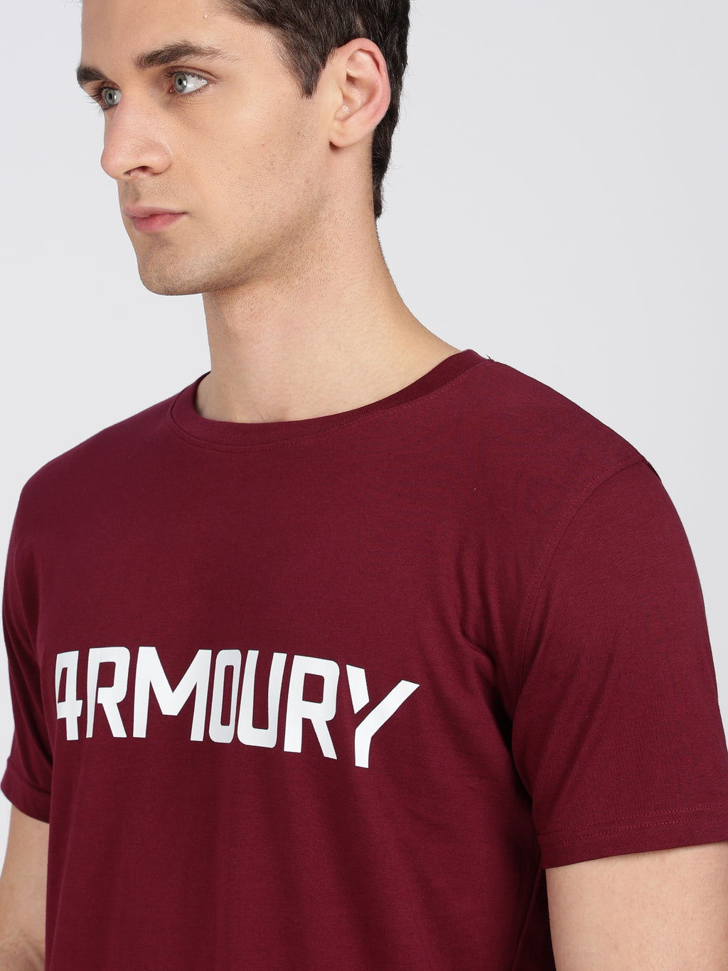 Maroon Cotton Printed T-Shirt