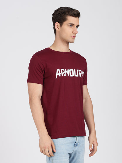 Maroon Cotton Printed T-Shirt