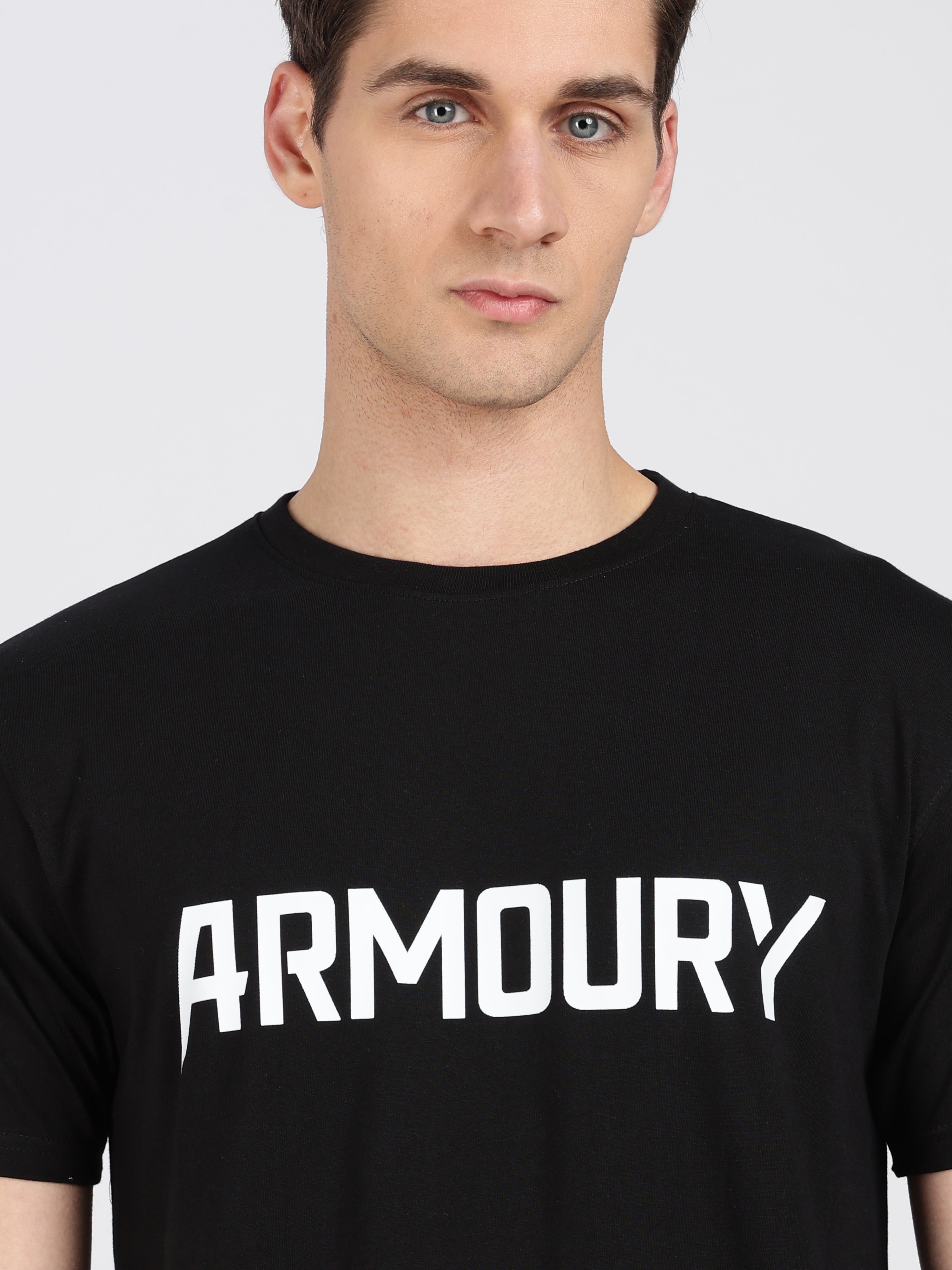 Armoury- Black Cotton Printed T-Shirt