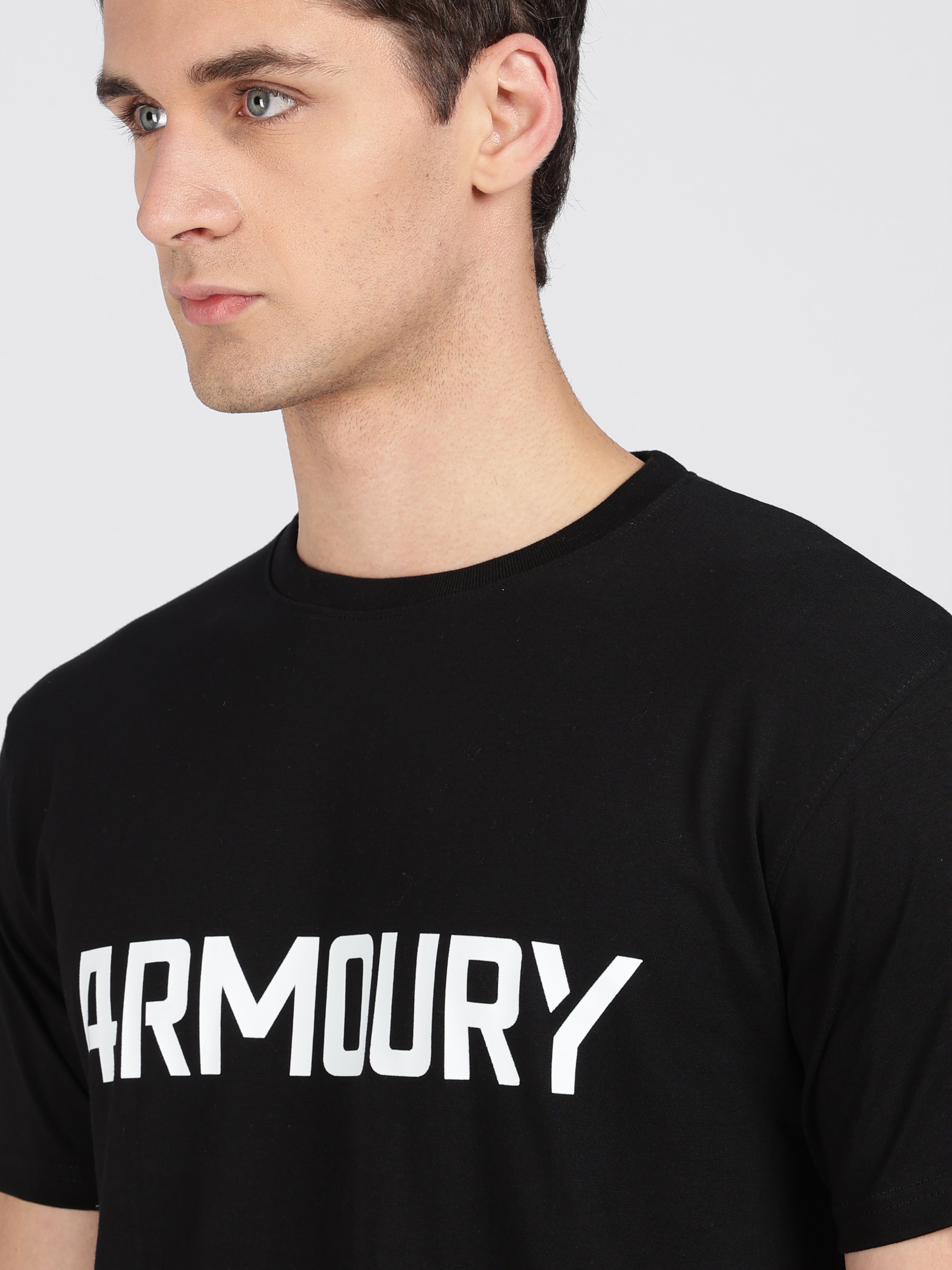 Armoury- Black Cotton Printed T-Shirt