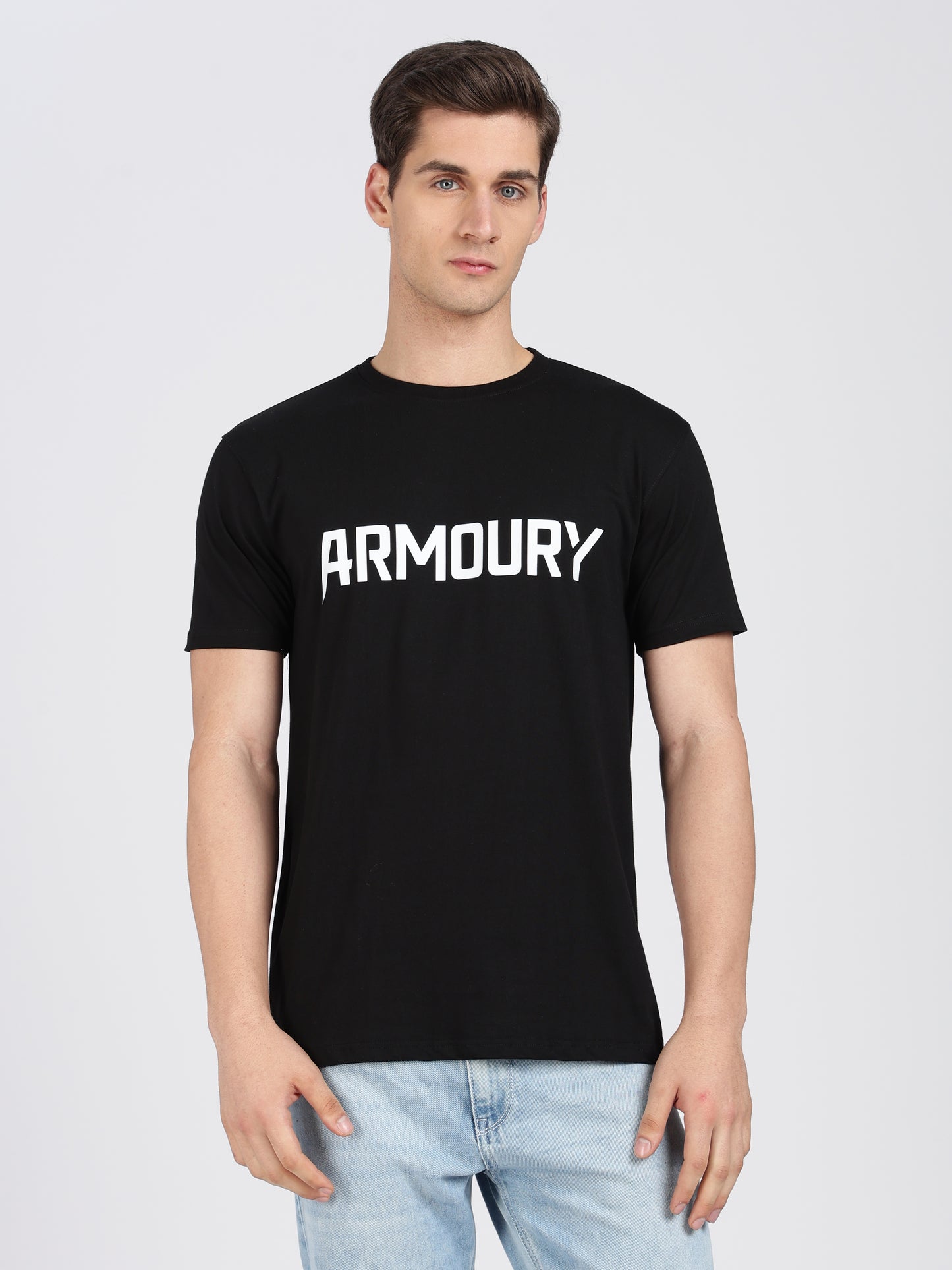 Armoury- Black Cotton Printed T-Shirt