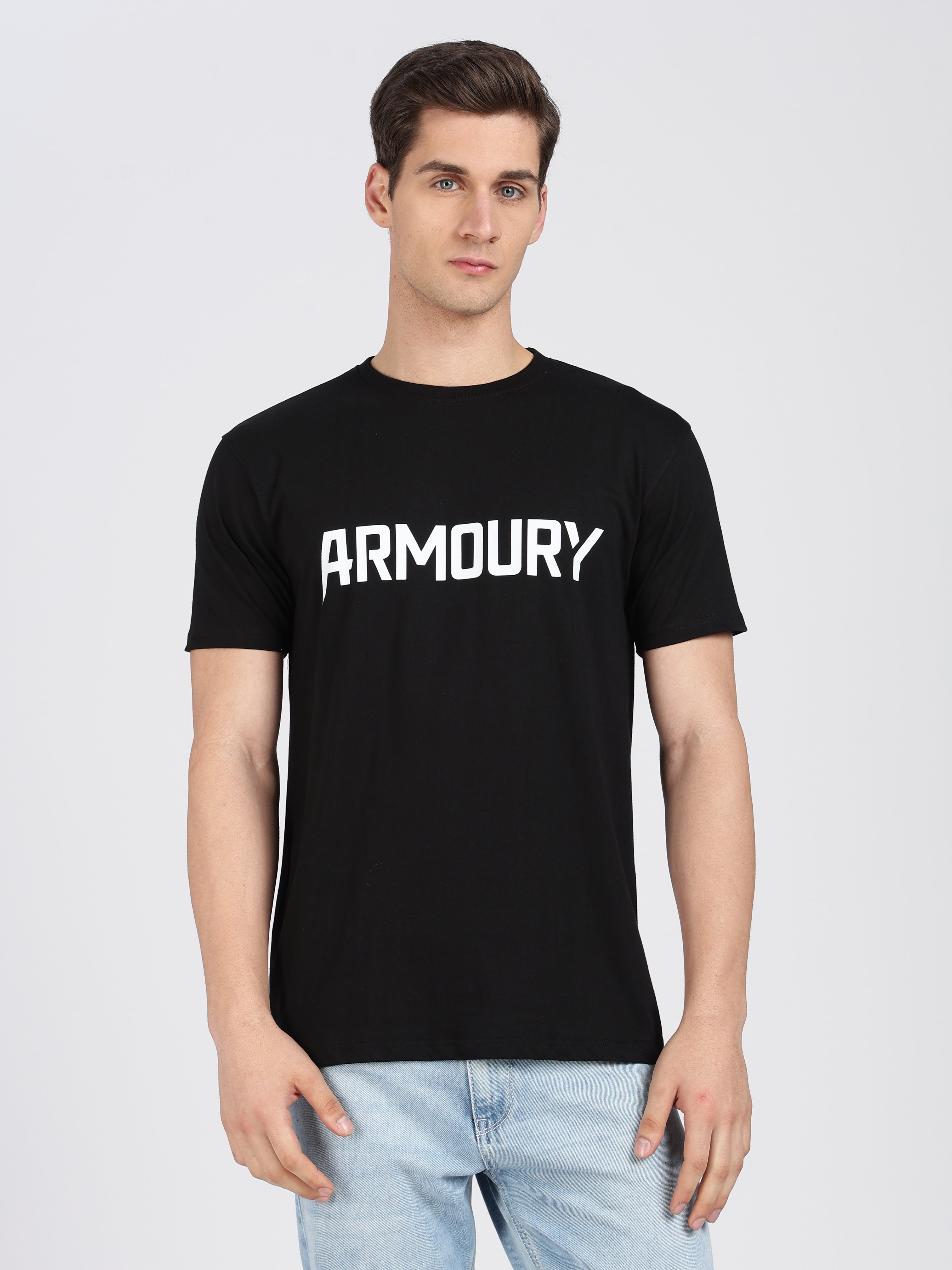 Armoury- Black Cotton Printed T-Shirt