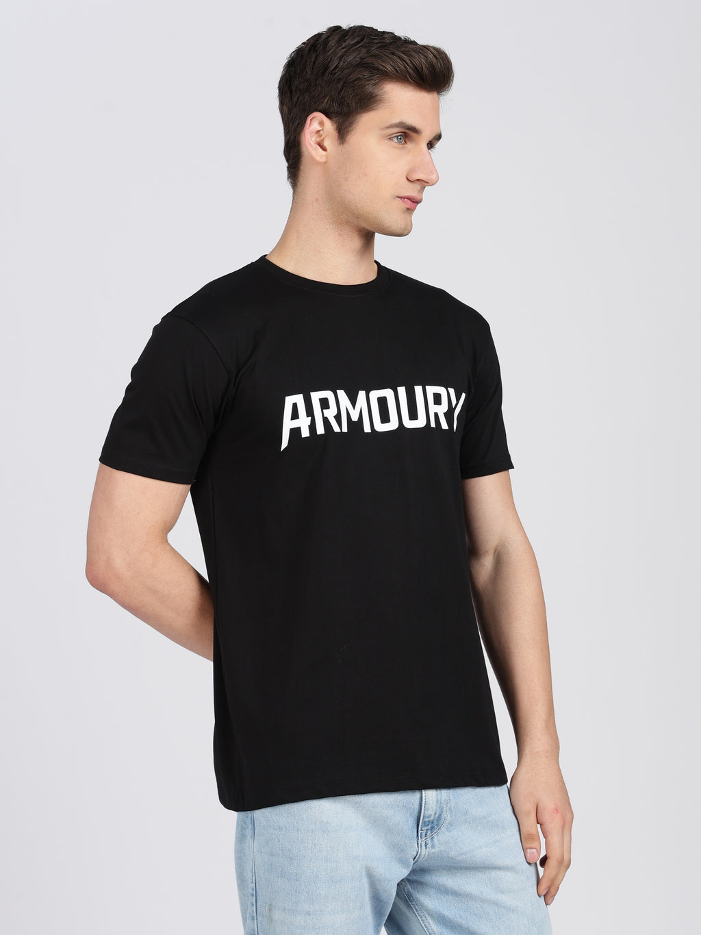 Armoury- Black Cotton Printed T-Shirt