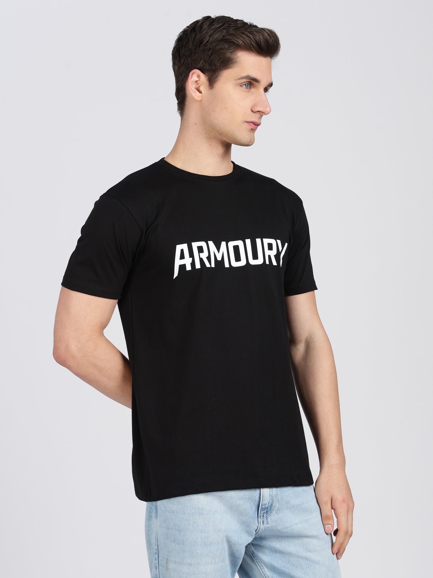 Armoury- Black Cotton Printed T-Shirt