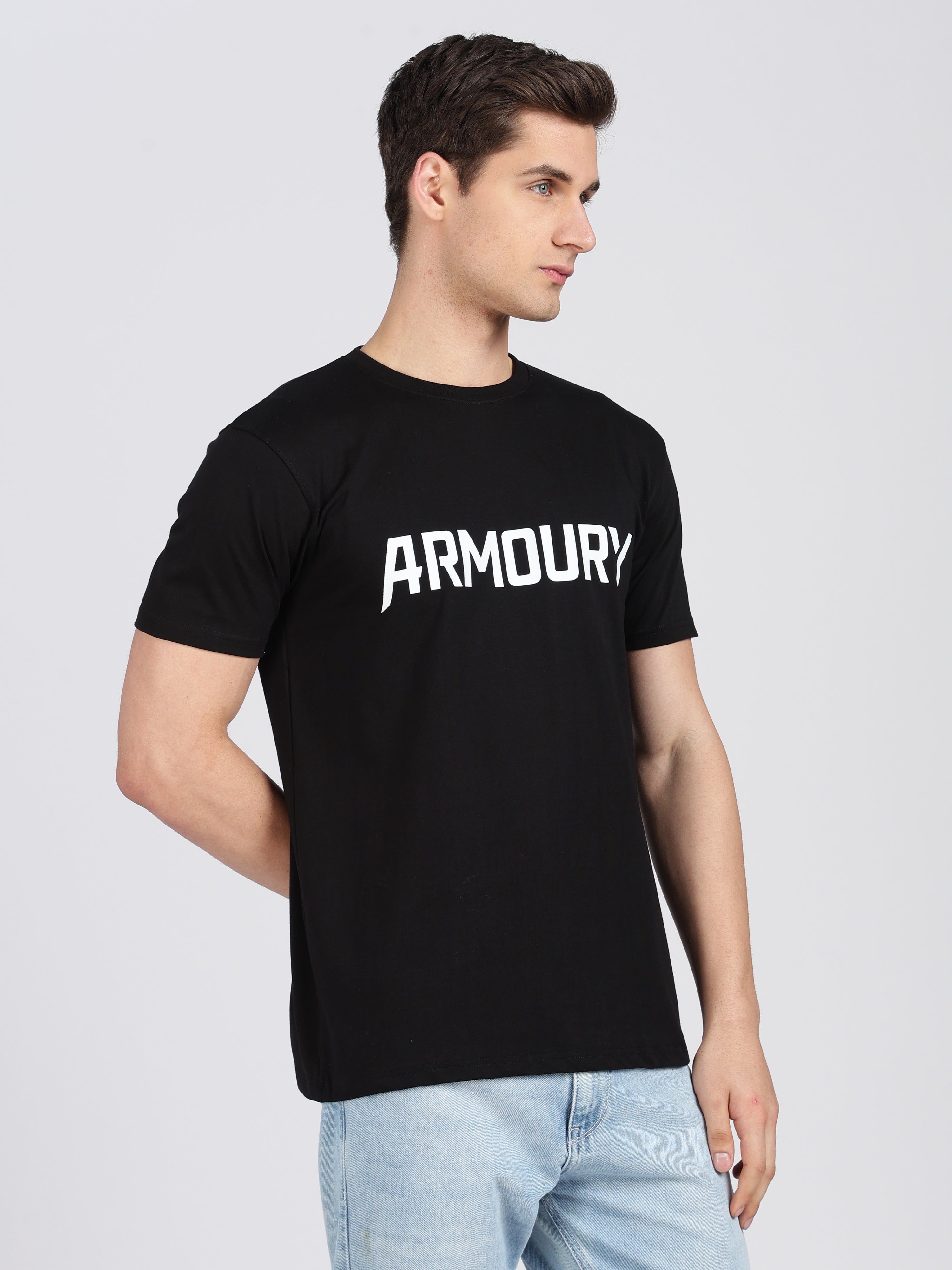 Armoury- Black Cotton Printed T-Shirt